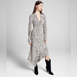 A.L.C. Asymmetrical Leopard Print Dress - Black and White